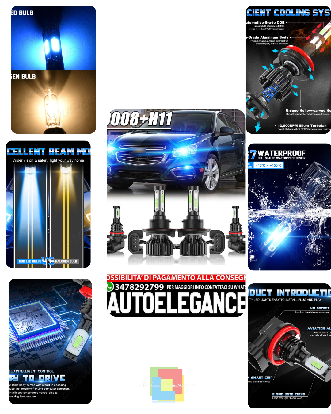 For Chevy Cruze 2011-2013 2014 15 LED Headlight Hi/Lo + Fog Light Bulb Combo 