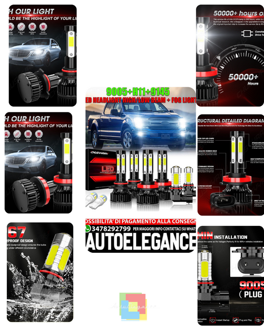 For Ford F150 2015 2016 2017-2020 6000K LED Headlight and Fog Light Bulbs 