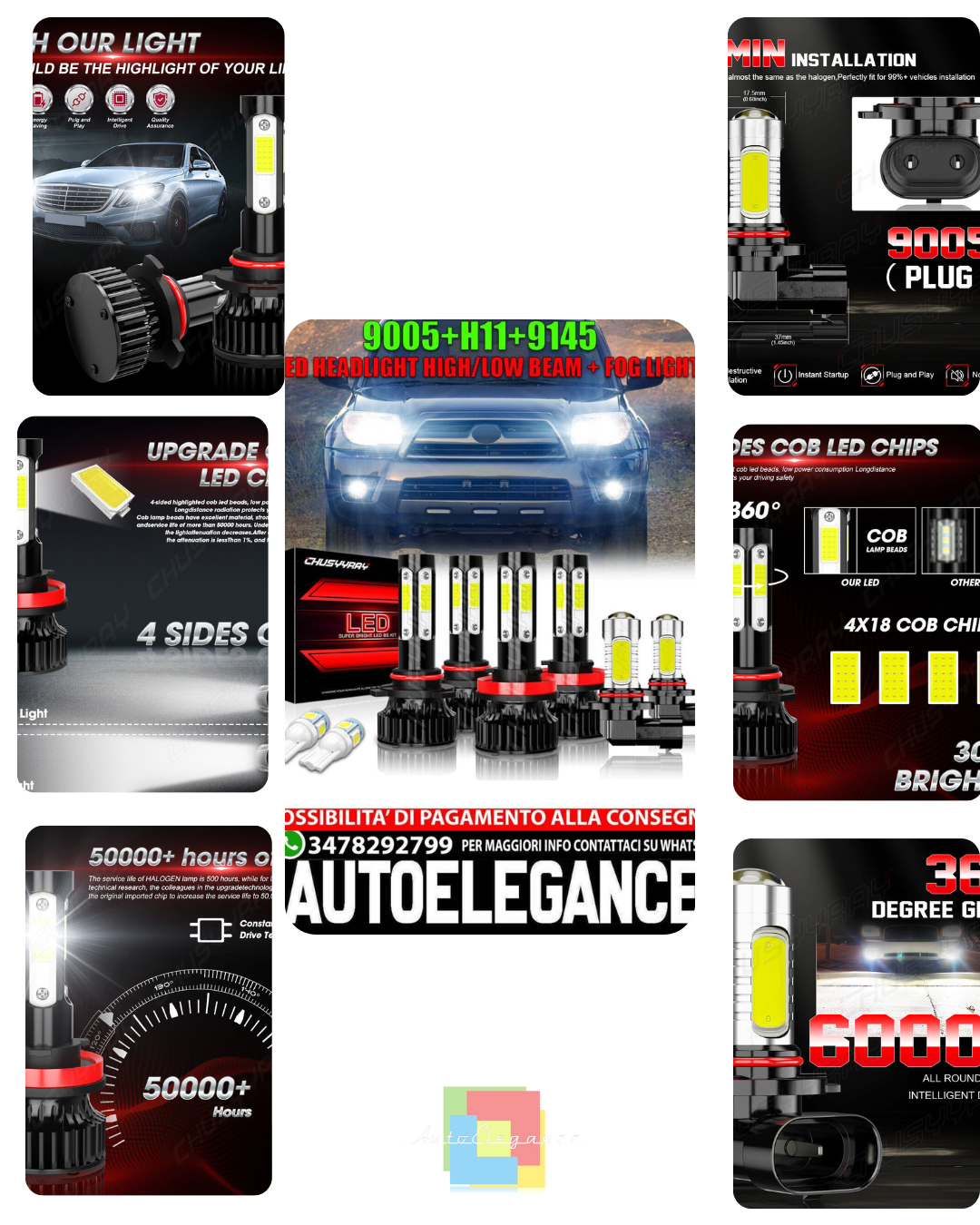 Per Toyota 4Runner 2006 - 2009 Faro a LED Alto/Basso + Fendinebbia Lampadine