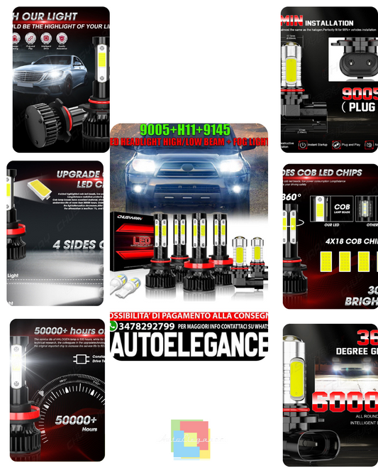 For Toyota 4Runner 2006 - 2009 High/Low LED Headlight + Fog Light Bulbs 