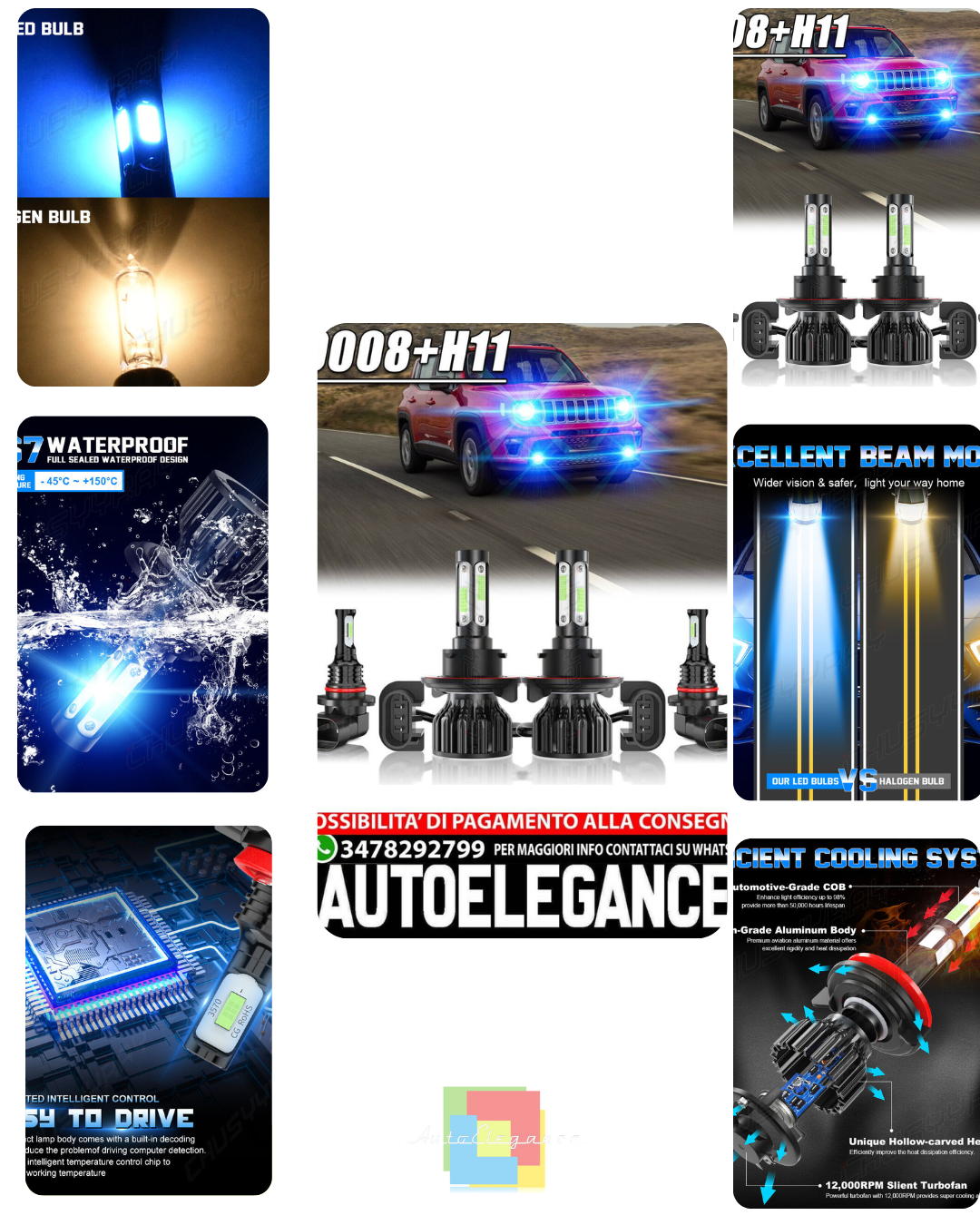 Per Jeep Renegade 2015-2019 2020 Faros LED Alto/Bajo+Bombillas de luz antiniebla