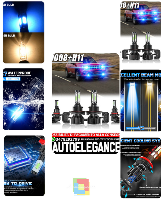 For Jeep Renegade 2015-2019 2020 LED Headlights High/Low + Anti-noise Light Bombs 