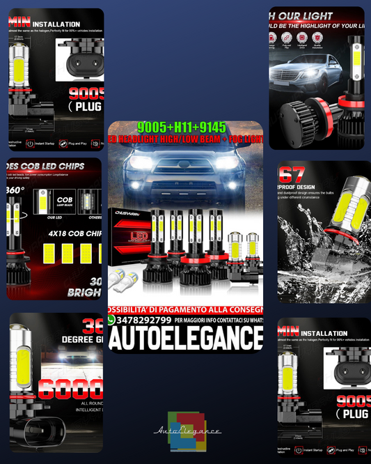 For Toyota 4Runner 2006 2007-2009 Hi/lo Beam LED Headlight Bulbs Kit+Fog Lamp