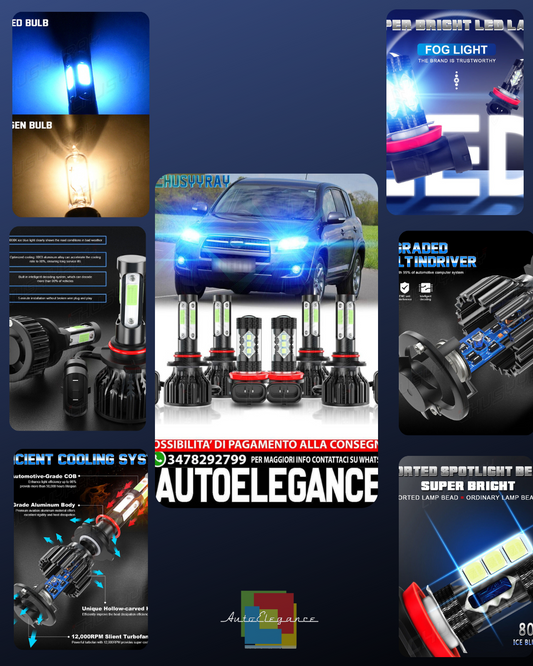 LED Headlight 4 Sides Hi Lo Beam Fog Light Bulbs Combo For Toyota RAV4 2006-2012 