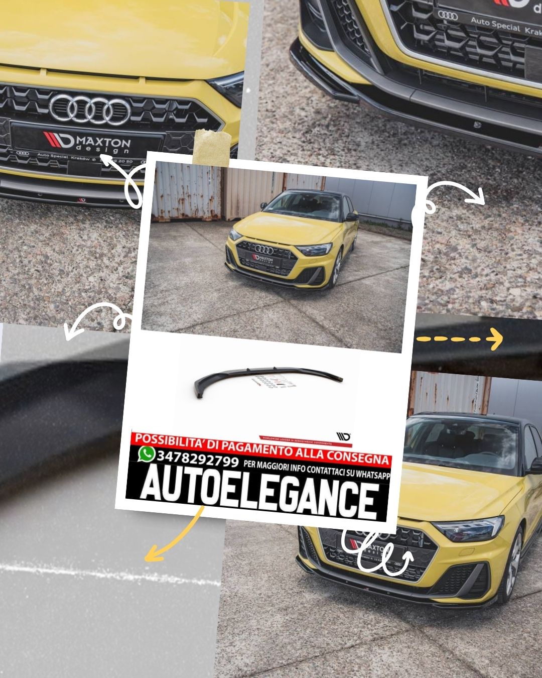 SPLITTER ANTERIORE adatto compatibile per V.2 AUDI A1 S-LINE GB (2018 - )