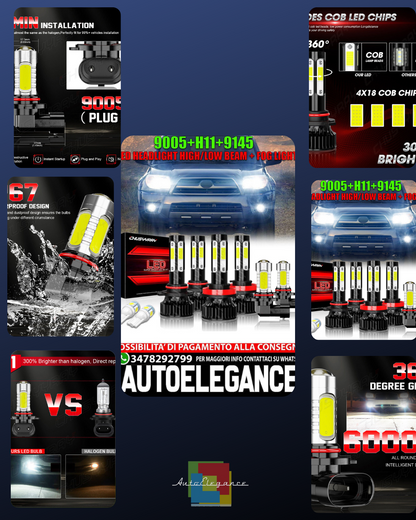 For Ford Escape 2013 2014 2015 2016 Combo 6000K LED Headlight + Fog Light Bulbs 