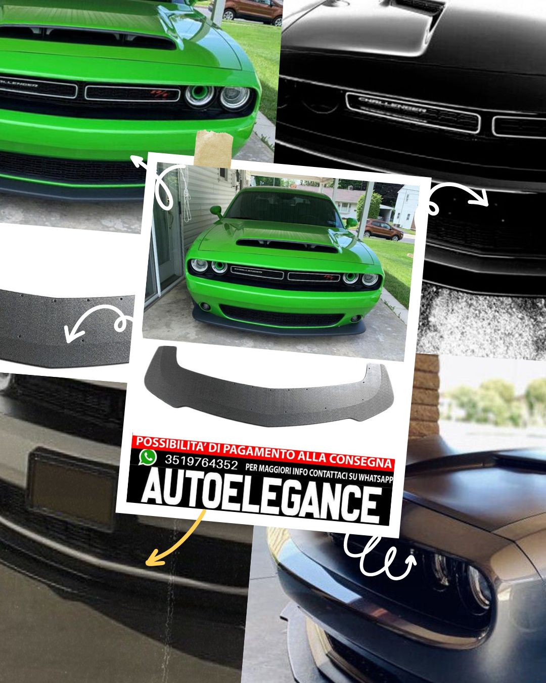 Front Spoiler Lip Spoiler Lip Fit For Dodge Challenger 2008-2020 