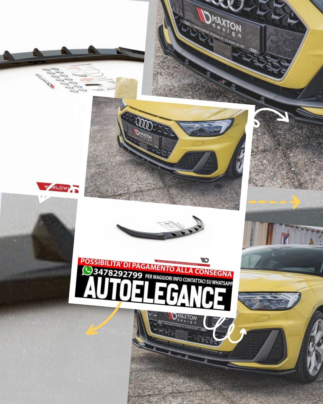 SPLITTER ANTERIORE adatto per V.1 AUDI A1 S-LINE GB 2018 -