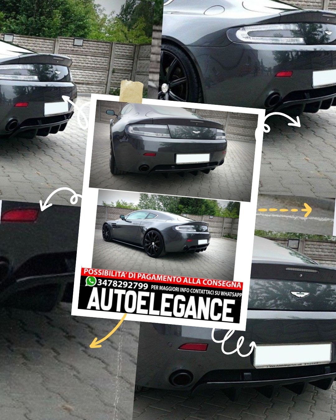 DIFFUSORE POSTERIORE adatto compatibile per ASTON MARTIN V8 VANTAGE