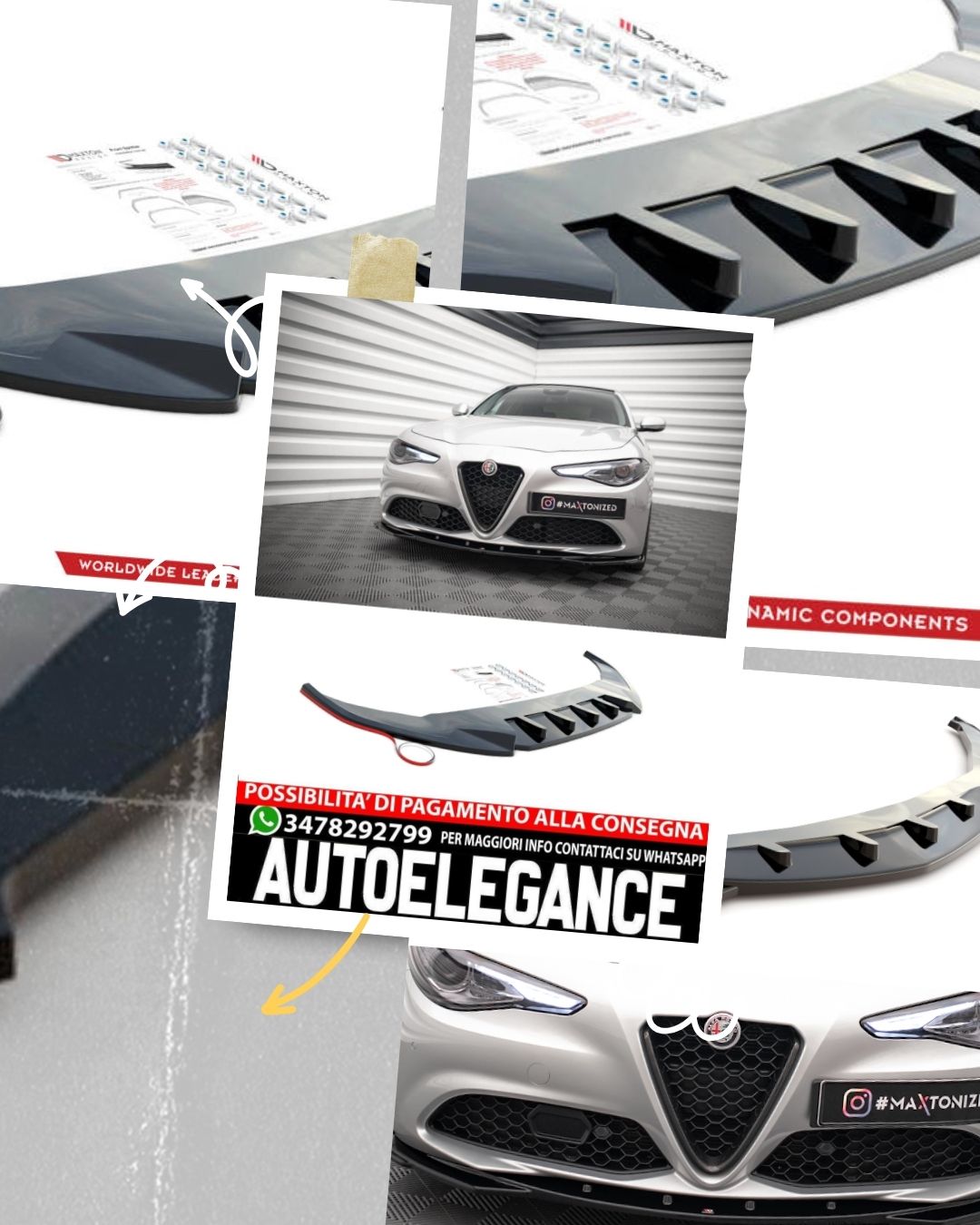 SPLITTER ANTERIORE ADATTO PER V.2 ALFA ROMEO GIULIA SPORT 2016 -