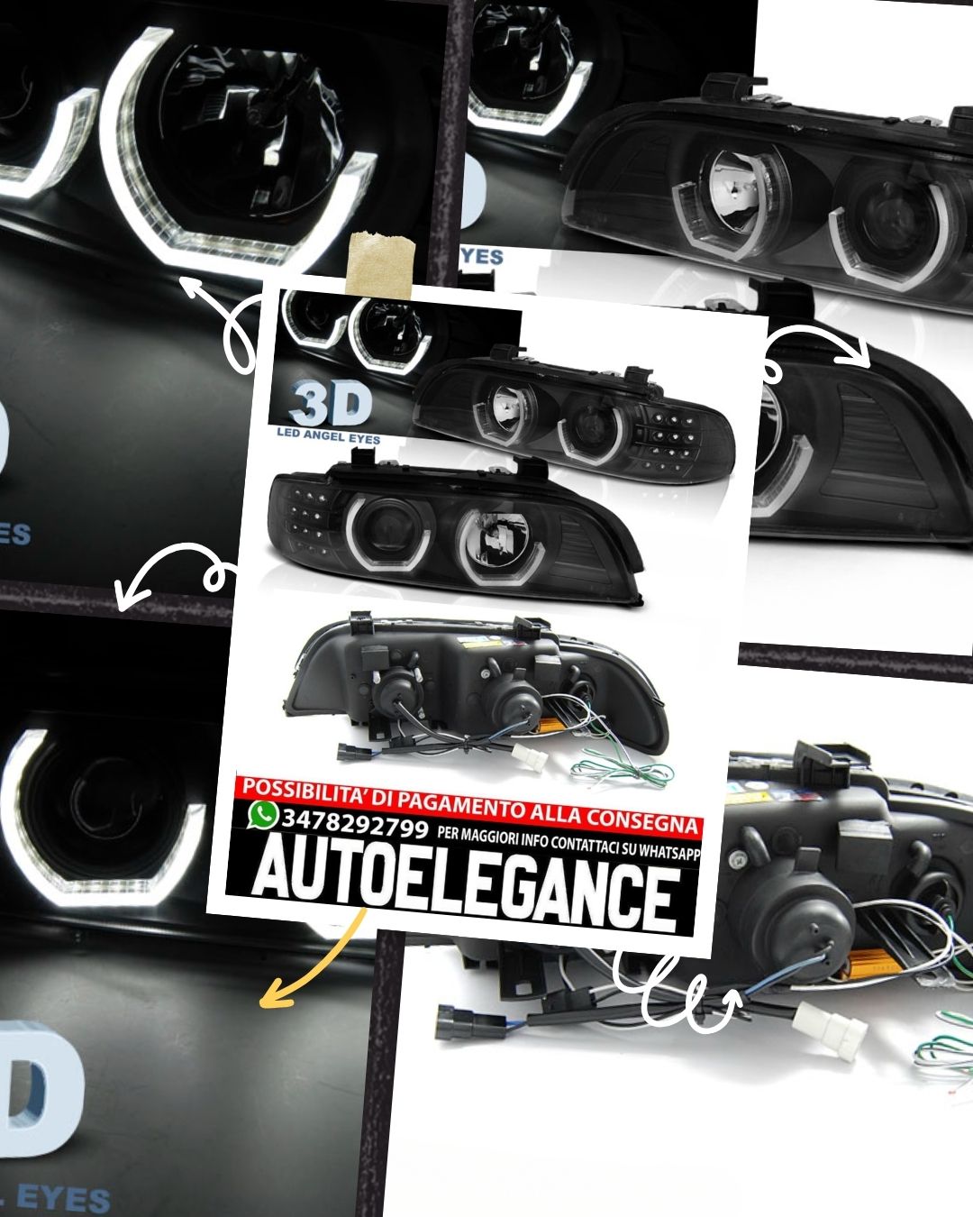 FARI ANTERIORI ANGEL EYES 3D NERO adatti per BMW E39 09.95-06.03