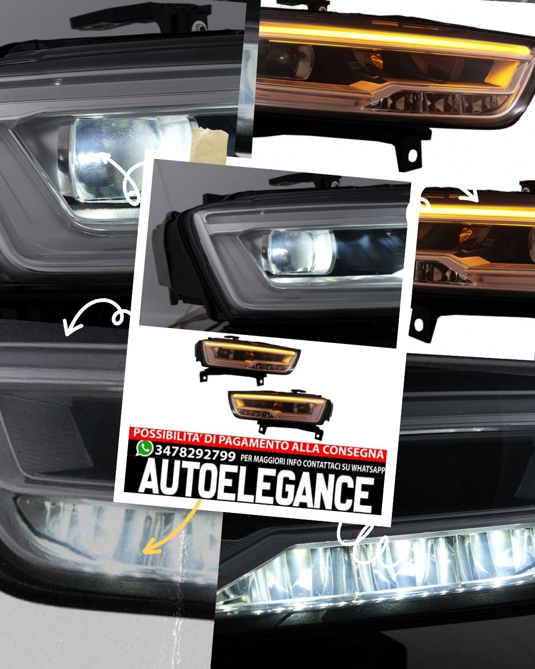 Full LED headlights suitable for Audi Q3 8U Facelift 2014-2017 Xenon to LED conversion 