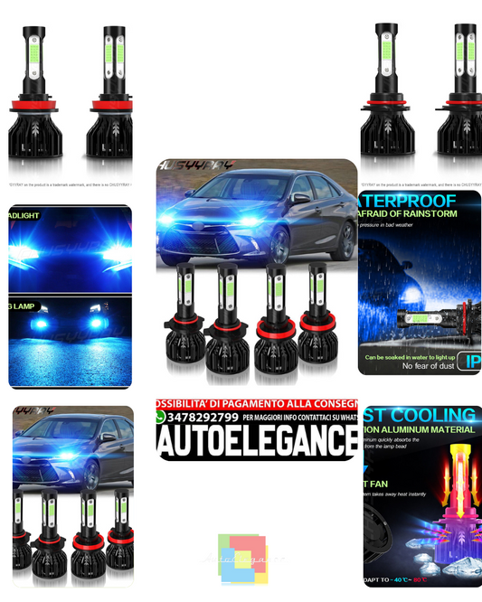 4X 9005 H11 LED Headlight Bulbs Conversion Kit High Low Beam Combo BLUE 8000K