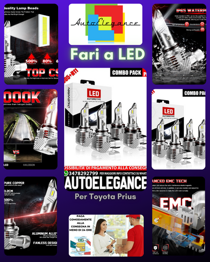 Kit fari a LED H11 9005 HB3 Bulds per Toyota Prius 2015-2012 Hi/Lo Beam 4PC