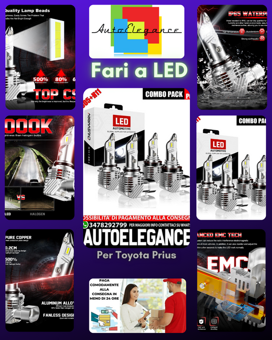 Kit fari a LED H11 9005 HB3 Bulds per Toyota Prius 2015-2012 Hi/Lo Beam 4PC