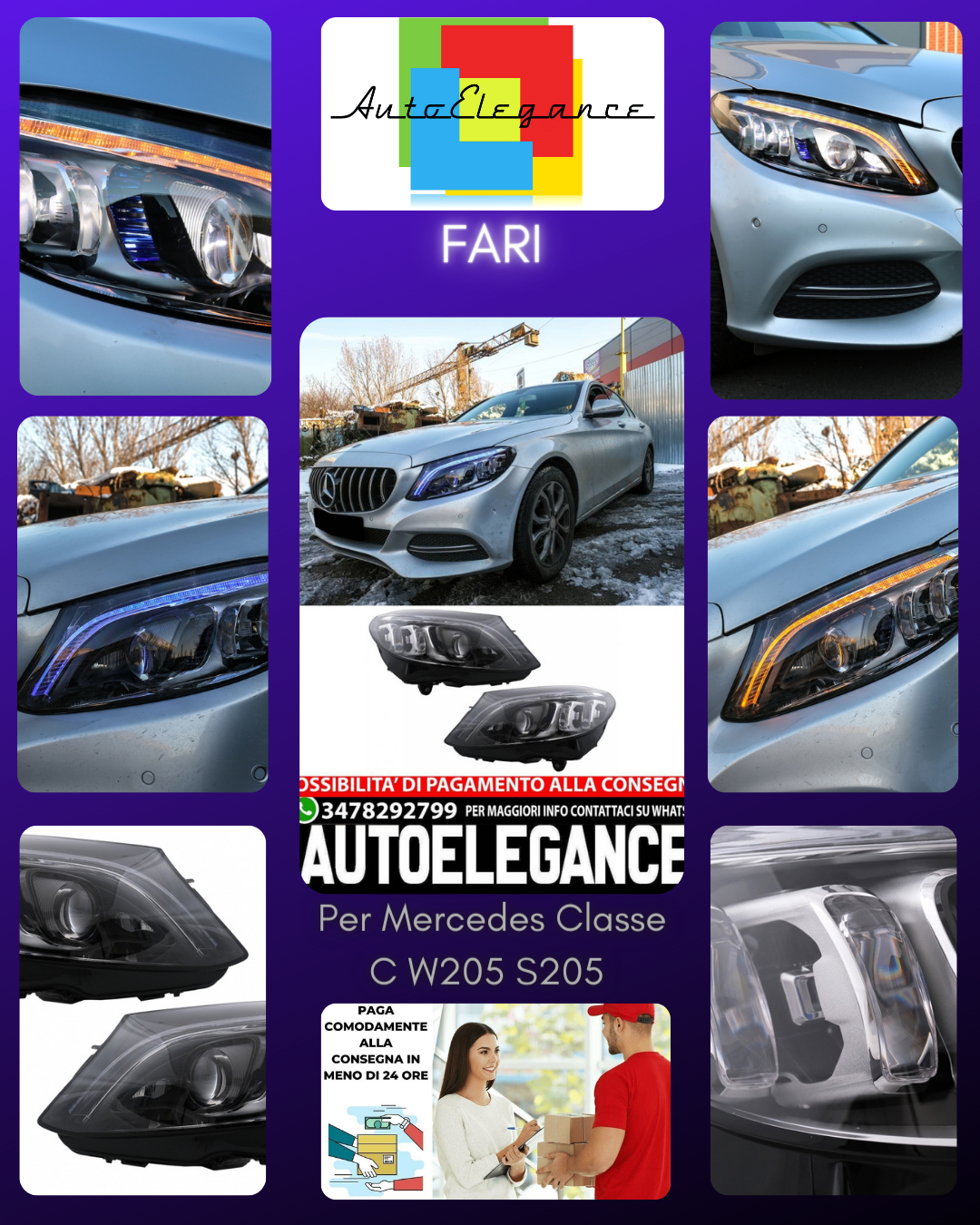 Multi-beam LED Headlights Suitable for Mercedes C-Class W205 S205 (2014-2018) LHD 
