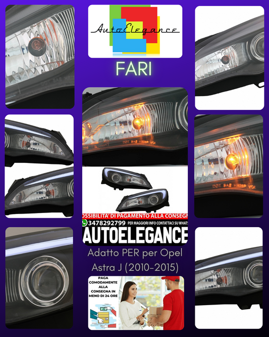 Fari anteriori a LED DRL adatti per Opel Astra J (2010-2015) TUBO LUCE NERO
