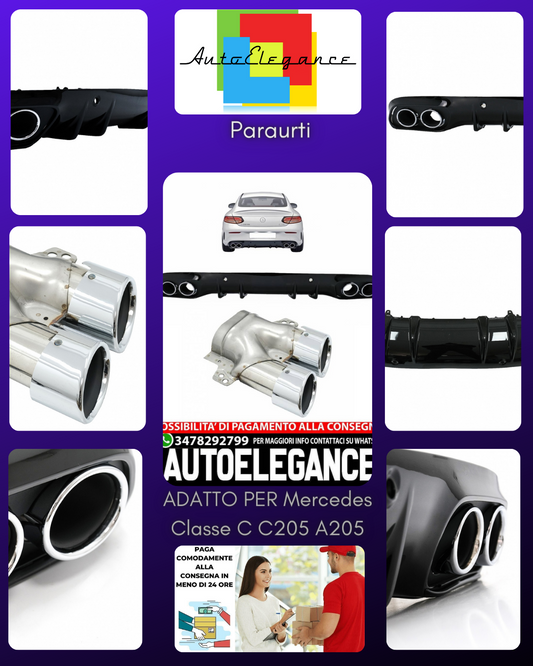 Paraurti Posteriore+Diffusore adatto per Mercedes Classe C C205 A205 2014-2019