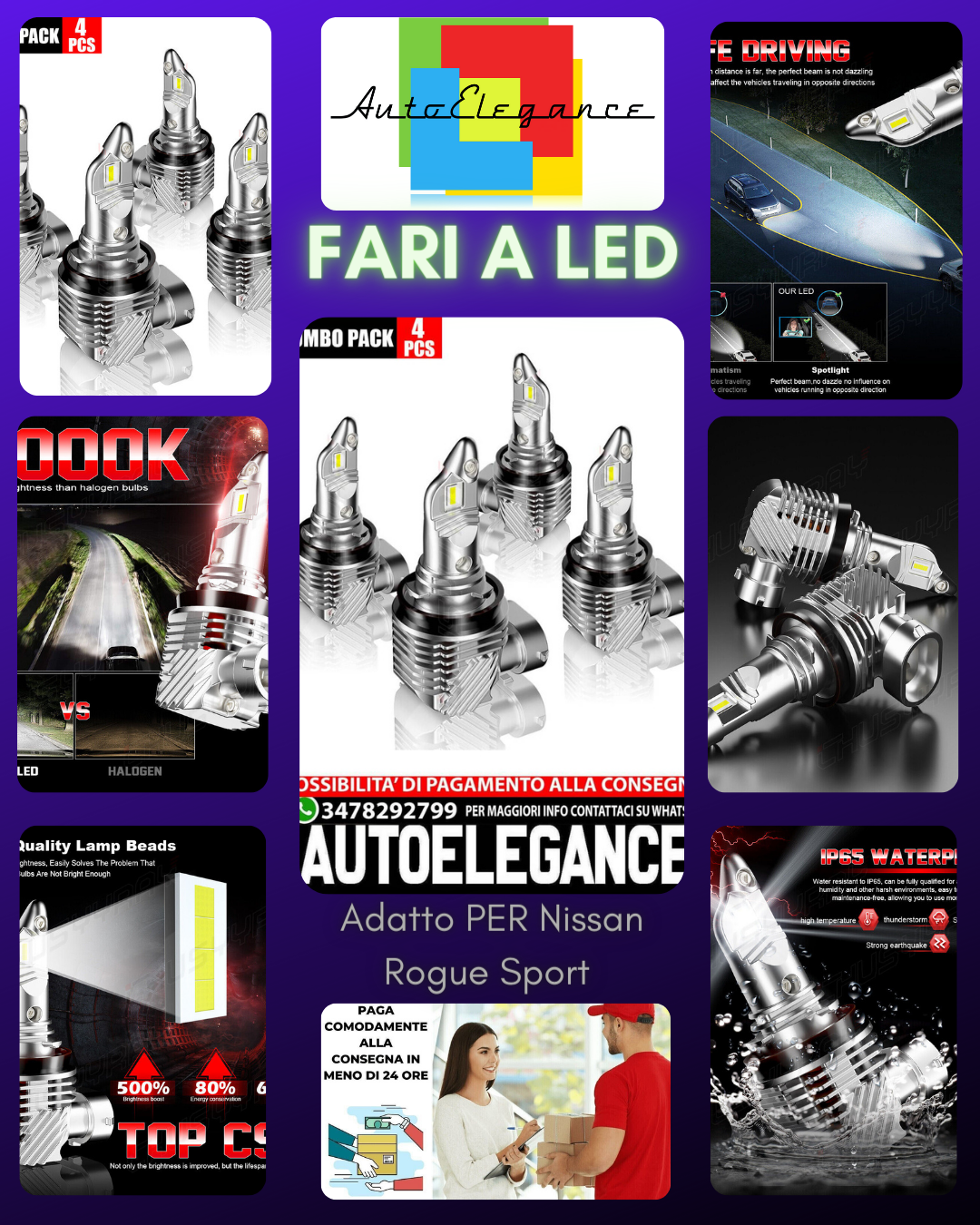 Per Nissan Rogue Sport 2017 2018 2019 2020 4x Faro A LED Fascio Anabbagliante