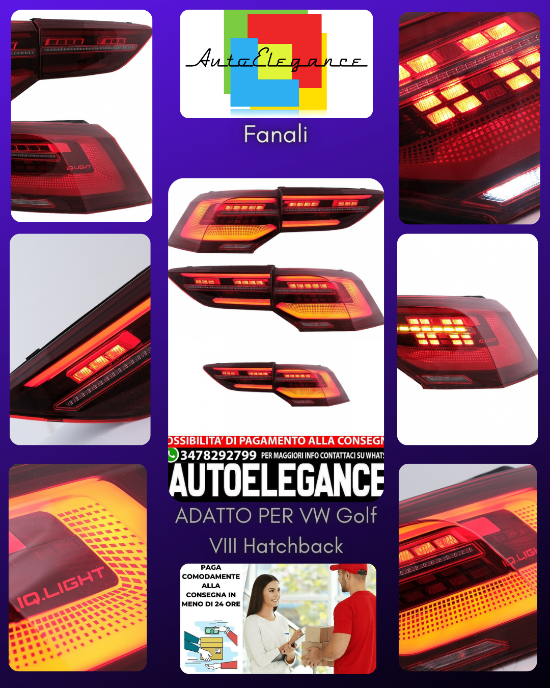 Fanali posteriori Full LED adatti per VW Golf VIII Hatchback Mk8 MQB dal 2020 +