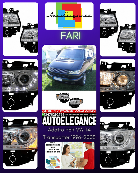 Fari anteriori Daylight adatto per VW T4 Transporter Naso Lungo (1996-2003) LED