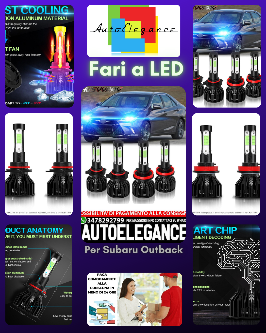 For Subaru Outback 2015-2018 LED Headlights Bulbs High/Low Beam 