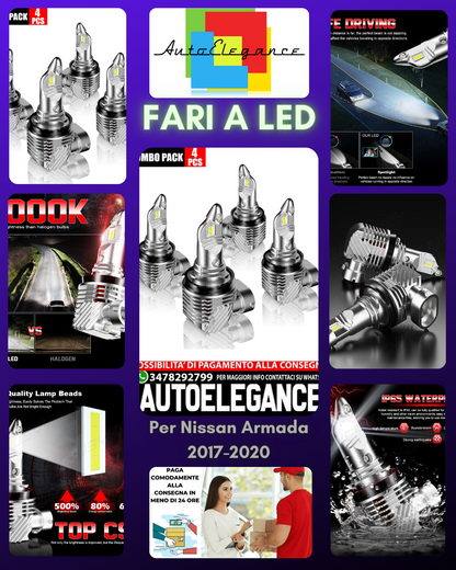 Per Nissan Armada 2017-2020 6000K 4pc Faro LED Abbagliante + Lampadine Nebbia