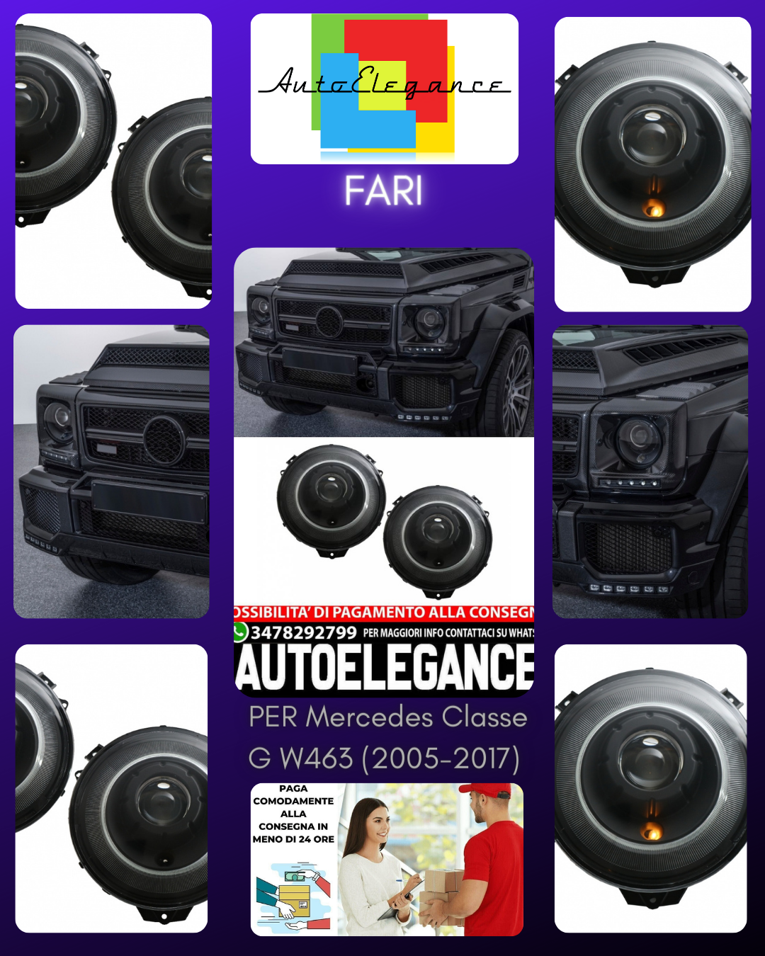 Fari Bi-Xenon OEM Look adatto per Mercedes Classe G W463 (2005-2017) Nero