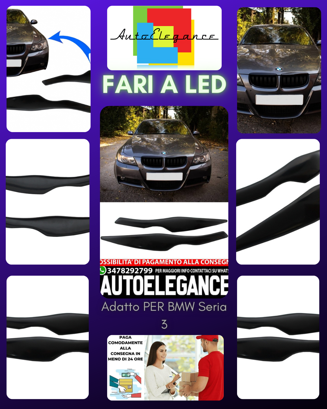 Fari anteriori Sopracciglia adatti per BMW Serie 3 E90 E91 (2004-2012)