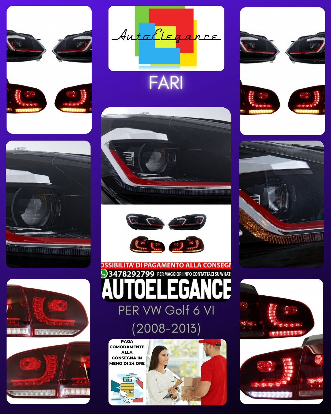 Fari anteriori e posteriori a LED adatti per VW Golf 6 VI (2008-2013)