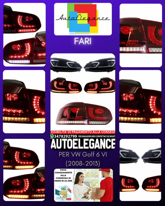 Fari anteriori e posteriori a LED adatti per VW Golf 6 VI (2008-2013)