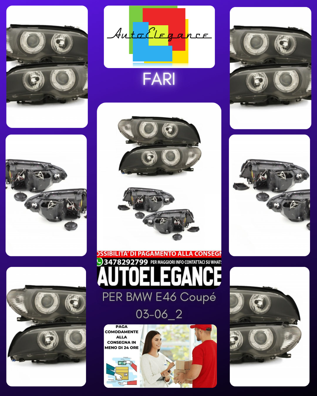 Headlights suitable for BMW E46 Coupe 03-06_2 halo rims_black 