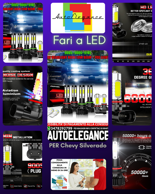 PER Chevy Silverado 1500 2500 HD 2003-2005 2006 Fari a LED+fendinebbia LAMPADINE