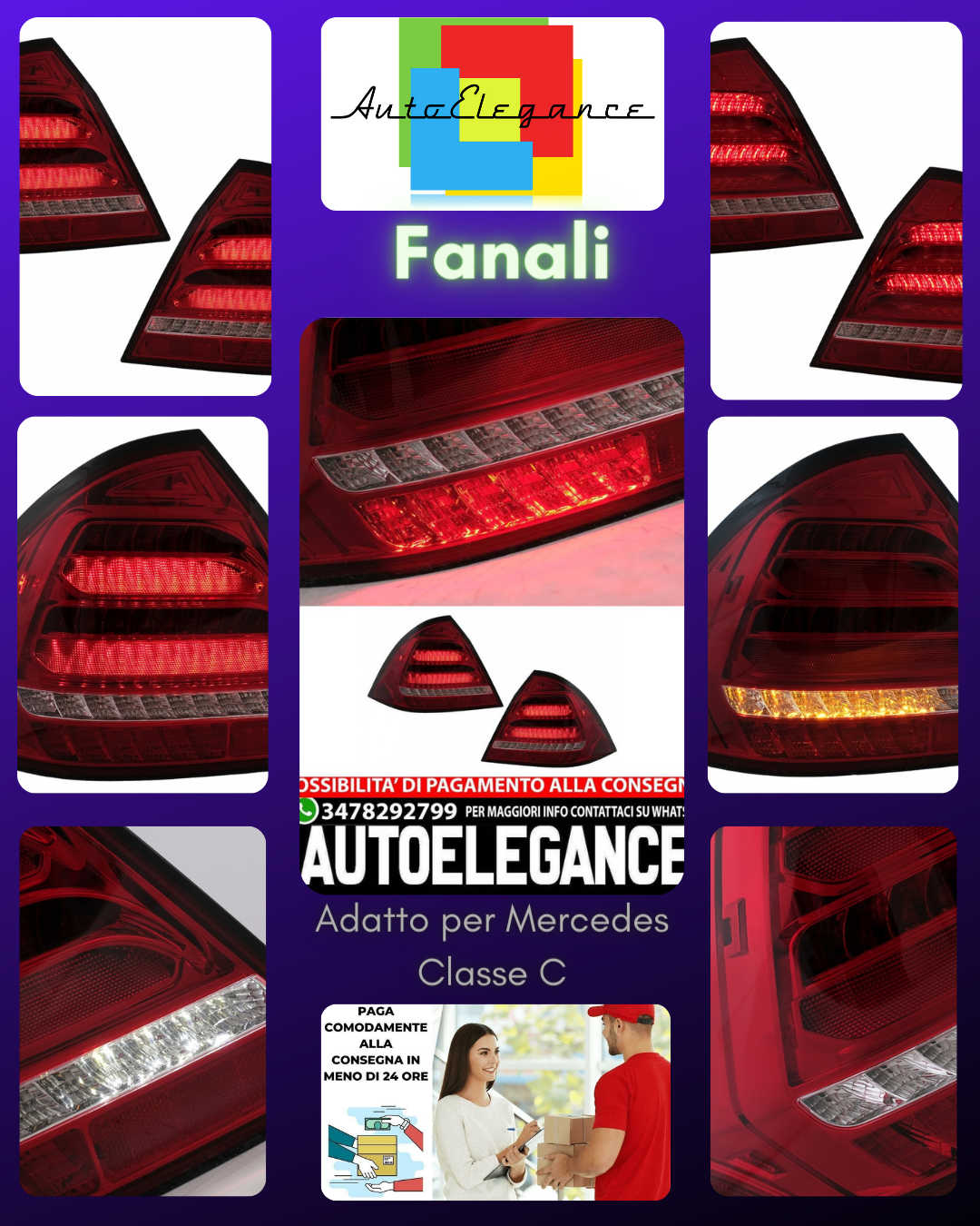 Full LED rear lights suitable for Mercedes C-Class W203 Sedan (2000-2004) 