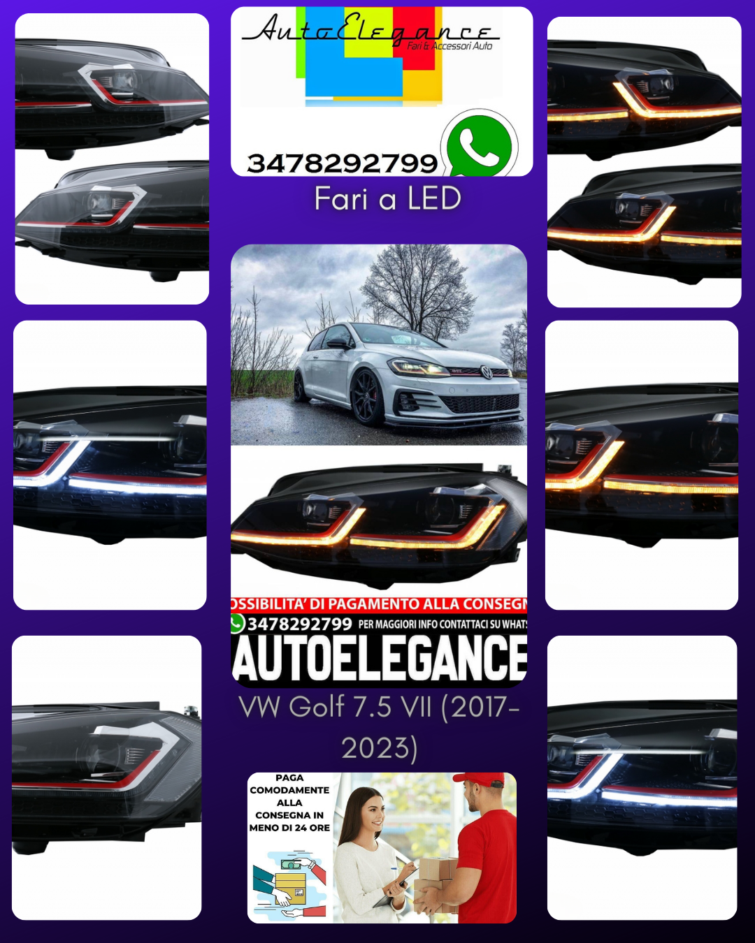 Fari a LED adatti per VW Golf 7.5 VII dal 2017- GTI Look con luci di svolta