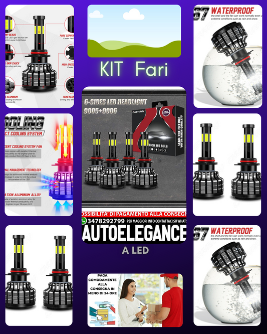 9005 9006 Kit Fari A LED Lampadine Combo 6000K Abbaglianti-Anabbaglianti