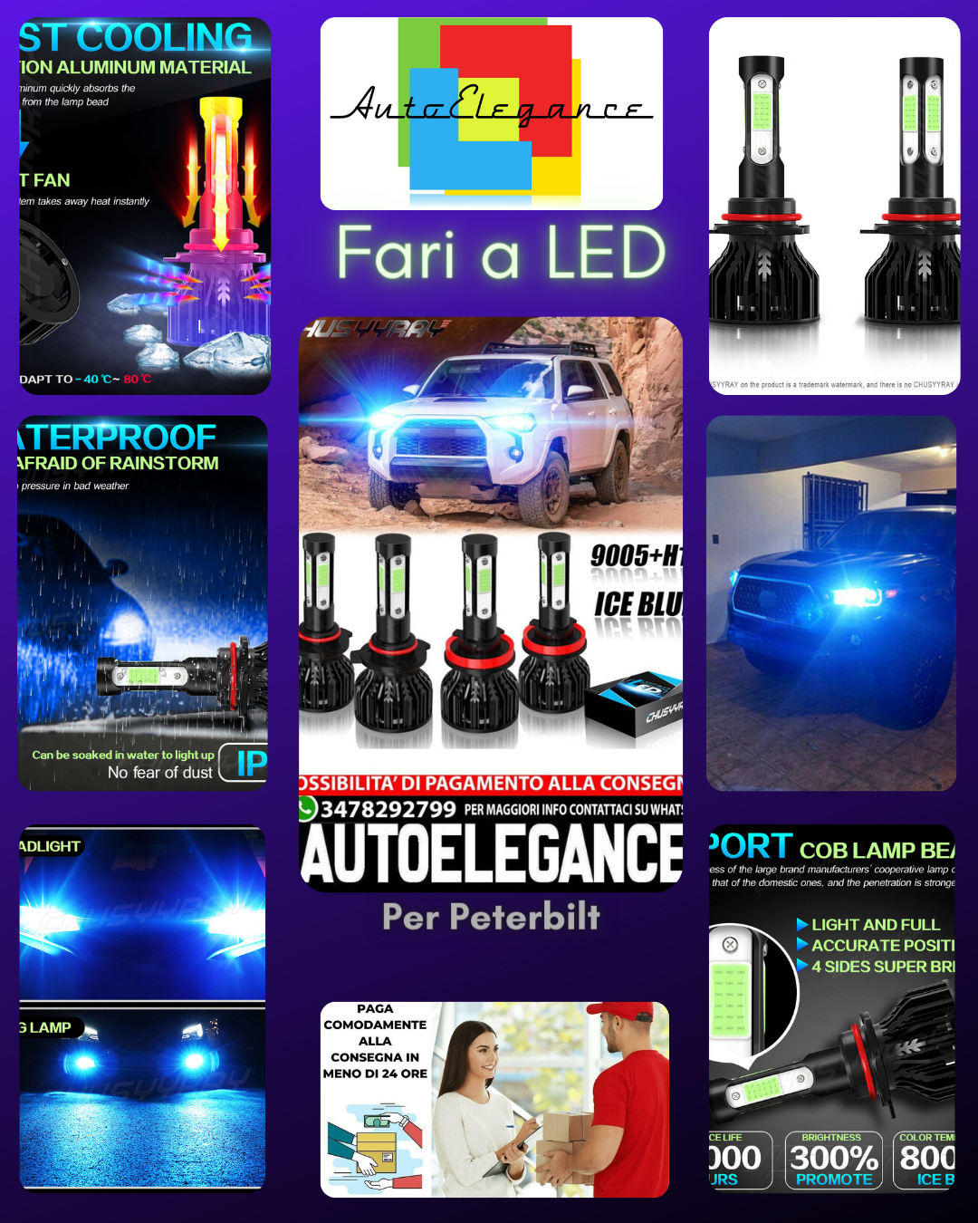 Per Peterbilt 388 389 -4x 9005+H11 BLU Nuovo Kit di conversione fari a LED Hi/Lo