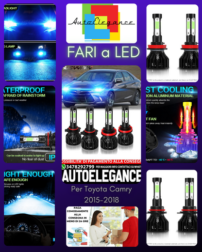 For Toyota Camry 2015-2018 -4X 9005 + H11 LED Headlights Bulbs High Beam HKL 