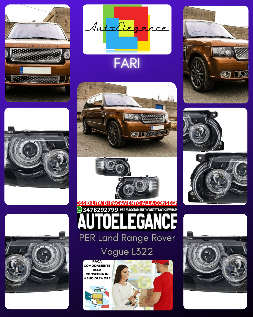 Headlights suitable for Land Range Rover Vogue L322 (2002-2009) Conversion to Facelift 