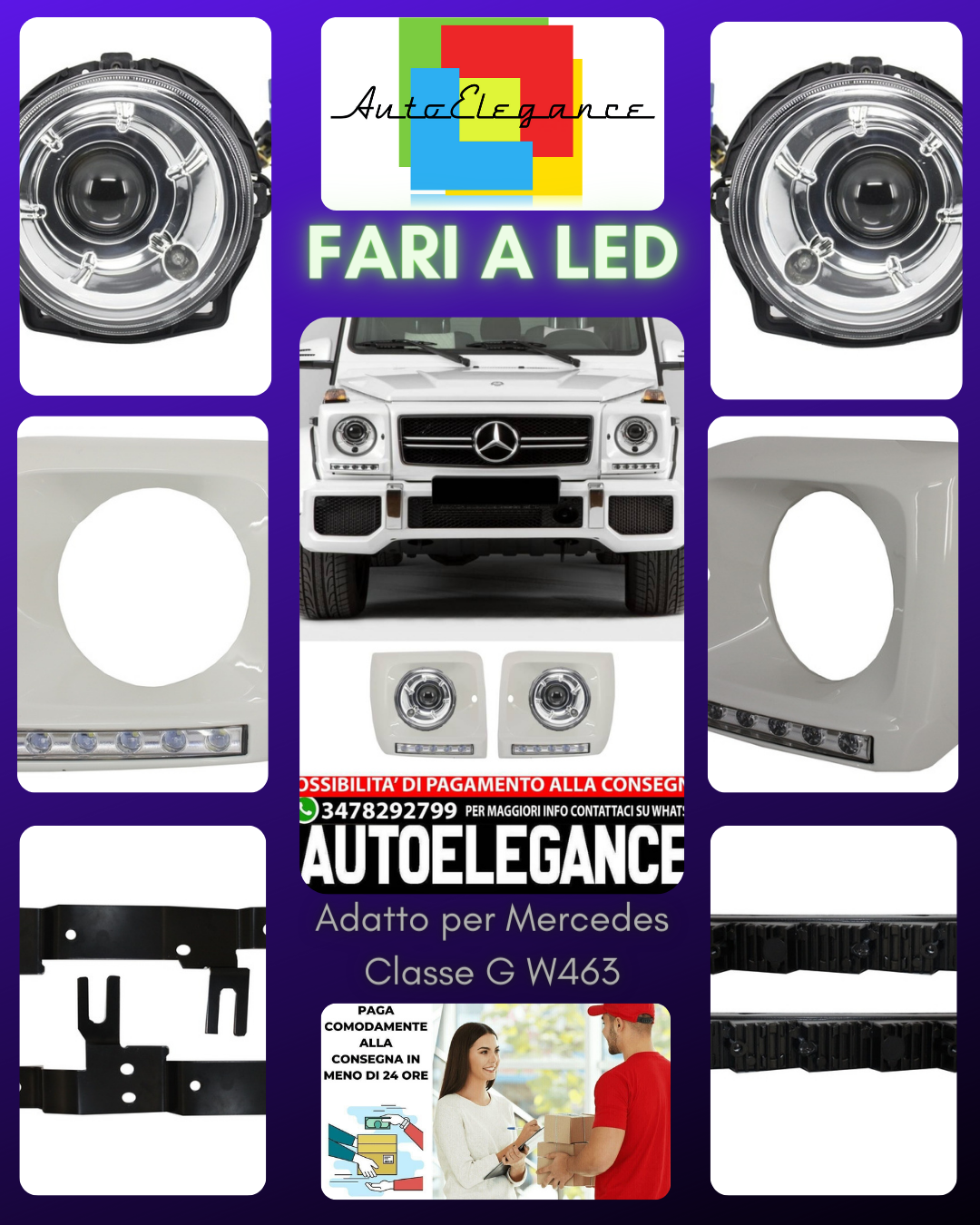 Fari Bi-Xenon Look con Coperture  Adatto per Mercedes Classe G  W463  1989-2012