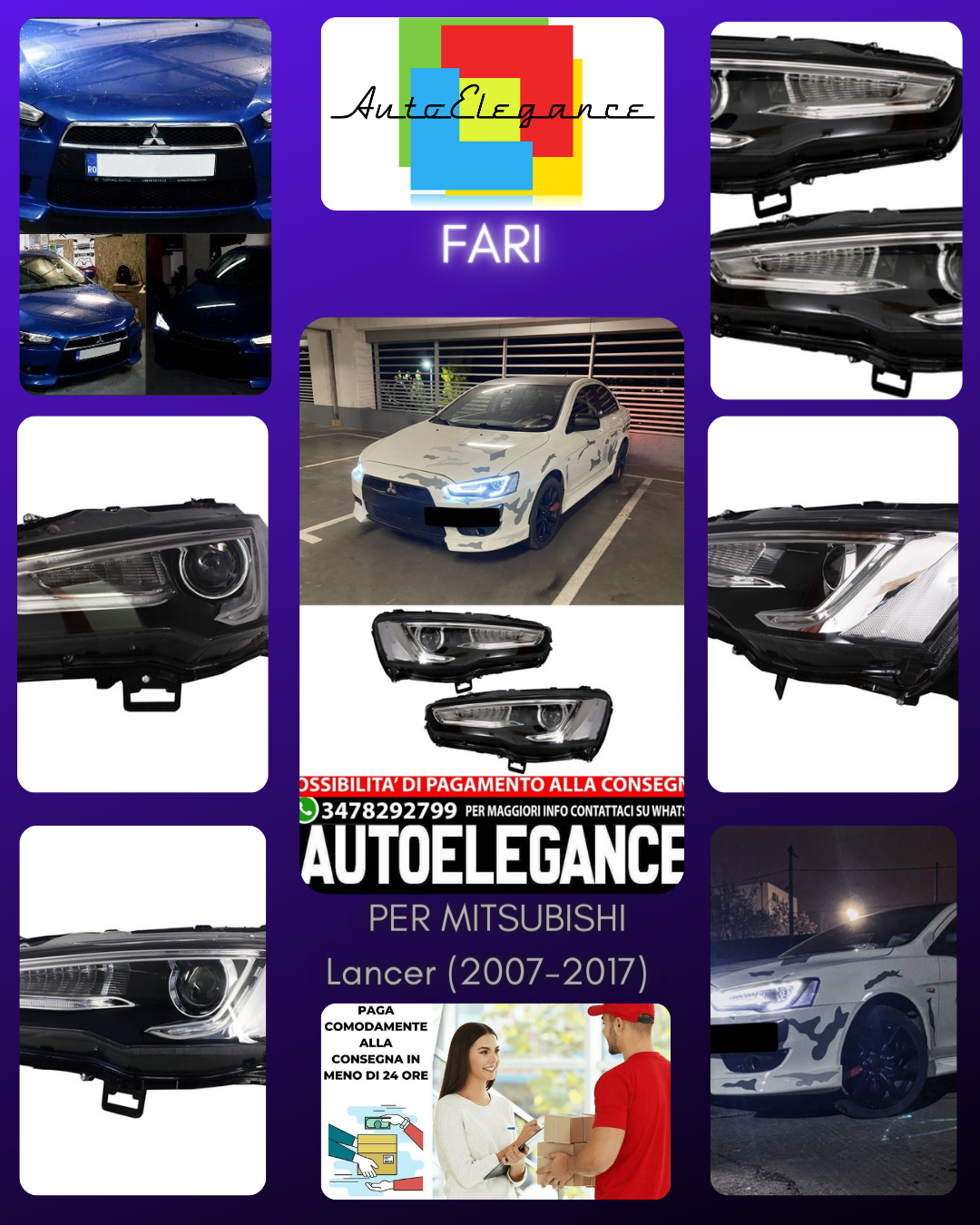 Fari LED DRL adatti per MITSUBISHI Lancer (2007-2017) Doppio proiettore