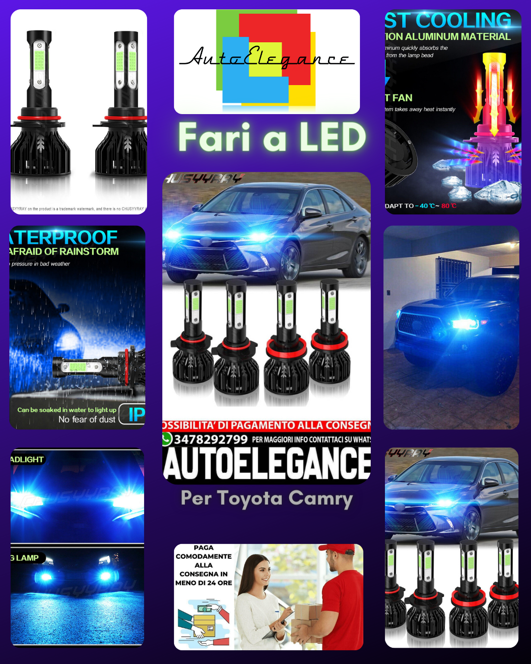 For Toyota Camry 2007-2017 4PCS 8000K Combo LED Headlight High Beam + Bulbs 