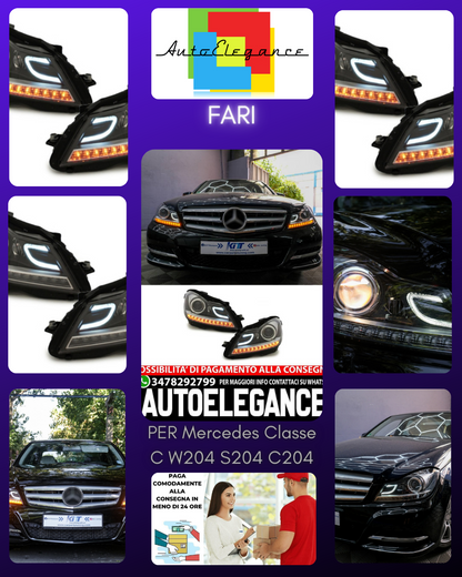 Fari anteriori DRL a LED adatti per Mercedes Classe C W204 S204 C204 2011-2014
