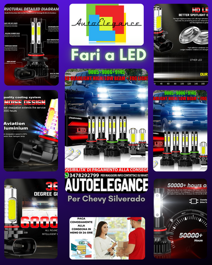6x Faro a led Hi/Lo+Fendinebbia Fit 2003-2006 Chevy Silverado 1500 2500 3500 HD
