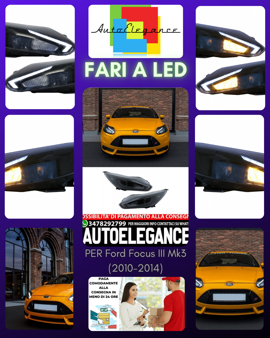 Fari a LED Osram adatti per Ford Focus III Mk3 (2010-2014)Xenon OEM Alogena