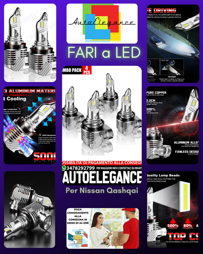 For Nissan Qashqai 2017-2020 - 6000K 4pc LED Headlight High Beam Combo 