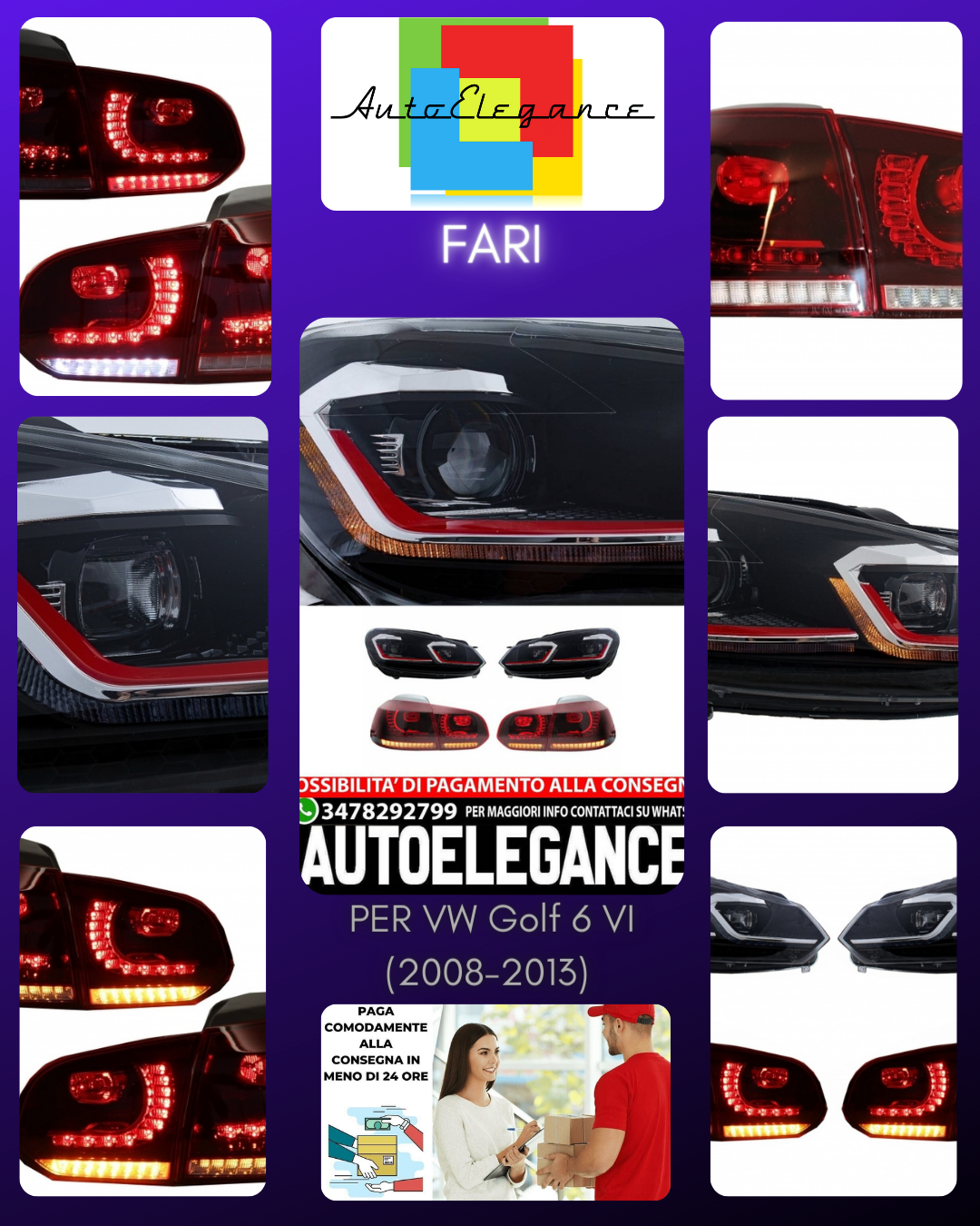 Fari anteriori e posteriori a LED adatti per VW Golf 6 VI (2008-2013)