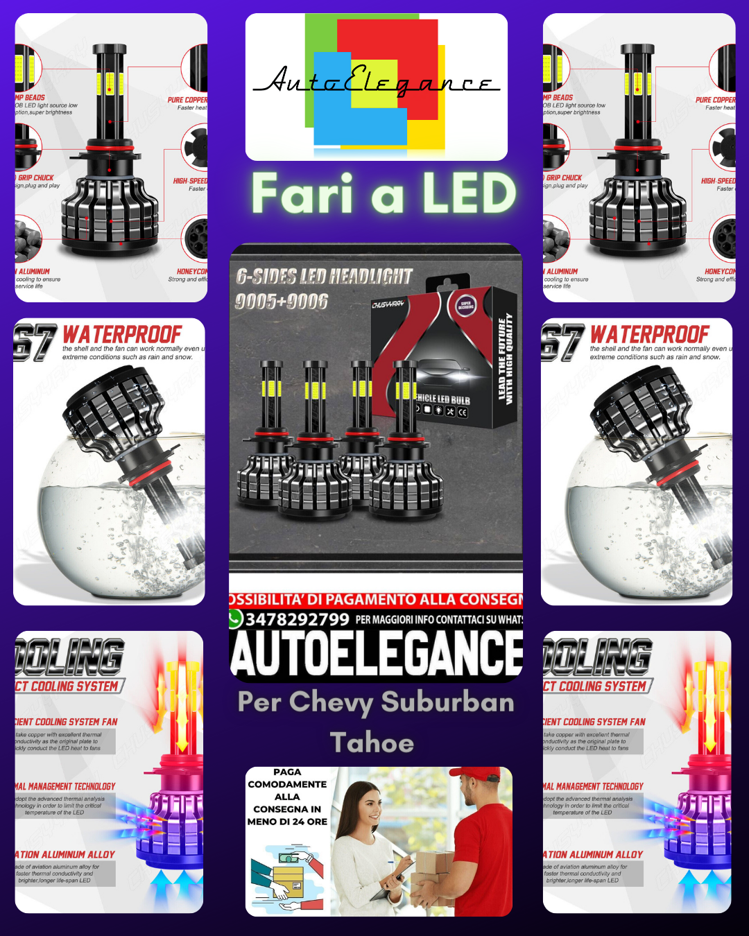 For Chevy Suburban Tahoe 2001-2005 2006 9005 9006 LED Headlight Bulb Kit 