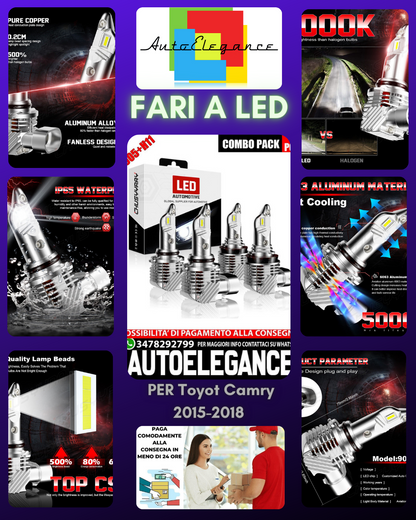 PER Toyot Camry 2015-2018 - 4X 9005+H11 lampadine fari a led abbaglianti HKL