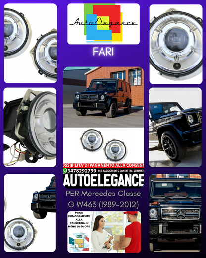 Fari anteriori cromati adatti per Mercedes Classe G W463 1989-2012 Bi-Xenon look